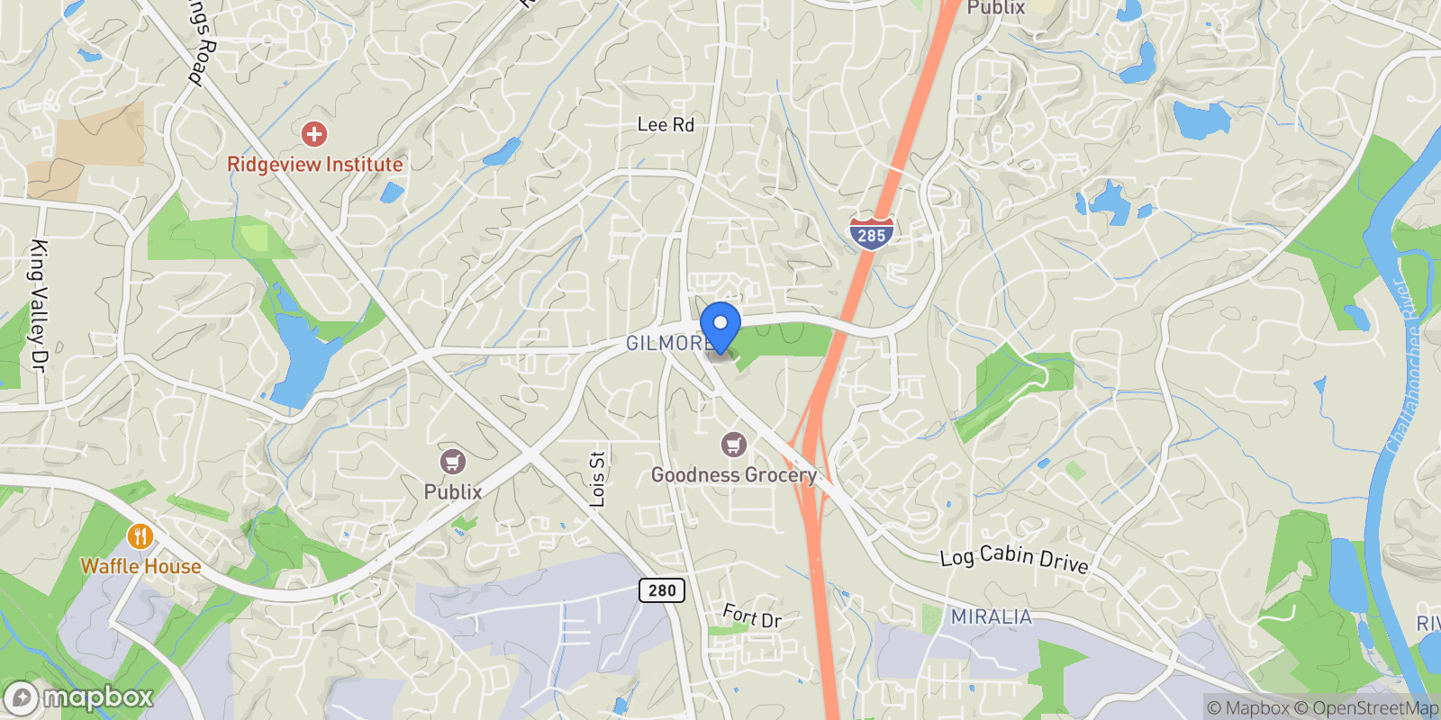 Map showing 2196 Peach Lane, Smyrna, Georgia, United States.