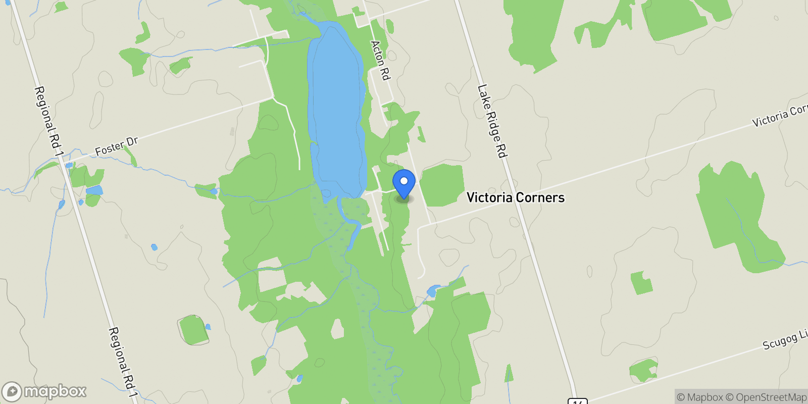 Map showing 18 ACTON ROAD, Sunderland, Ontario, Canada.