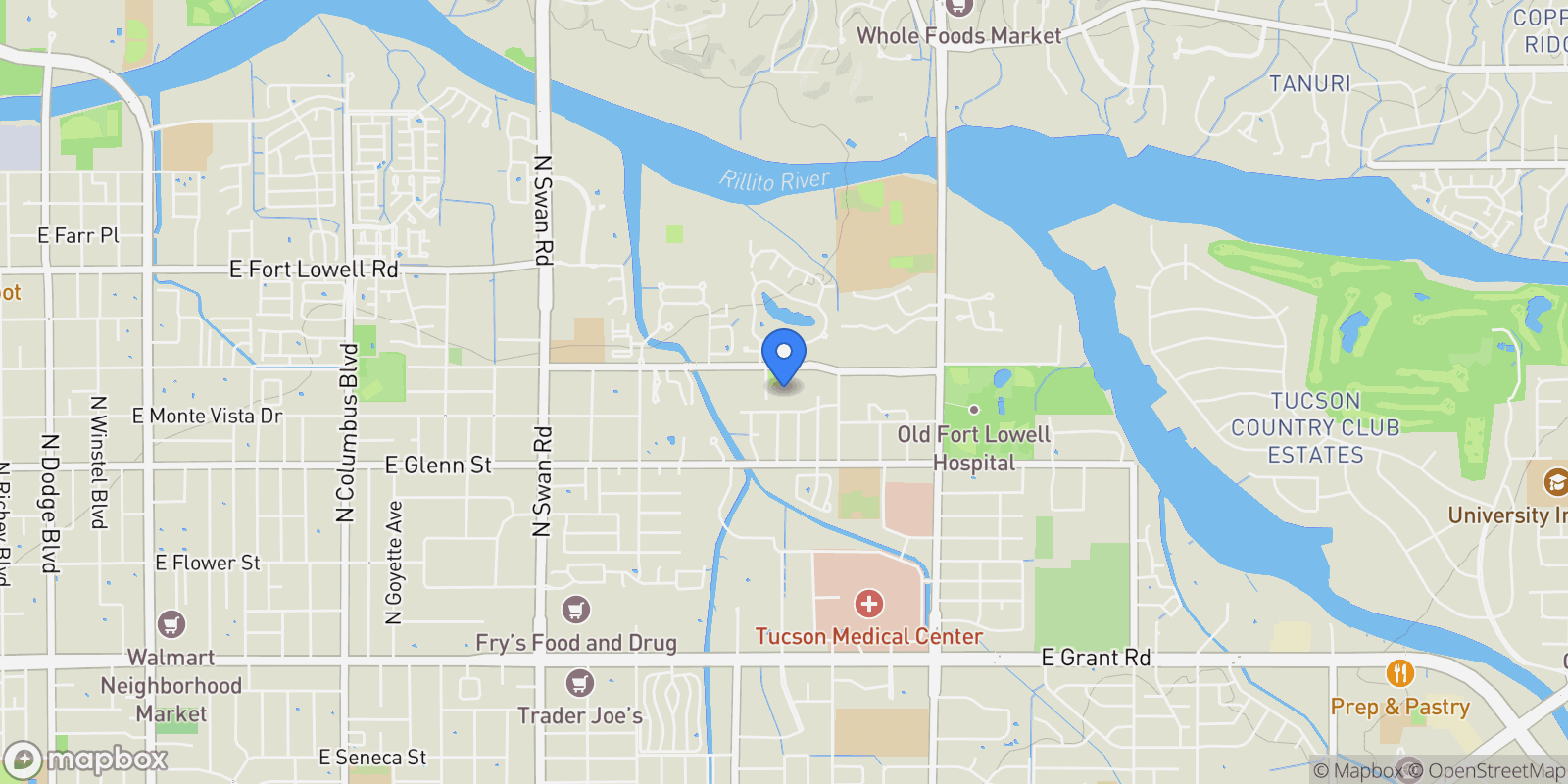 Map showing 5180 E Fort Lowell Road, Tucson, AZ, 85712, USA, Tucson, Arizona, United States.