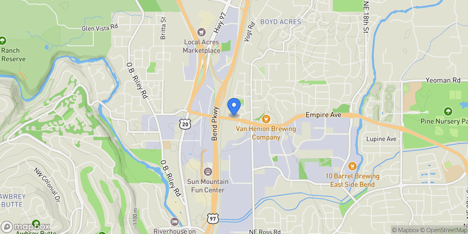 Map showing 20514 NE Empire Avenue , Bend, OR 97701, Bend, Oregon, United States.