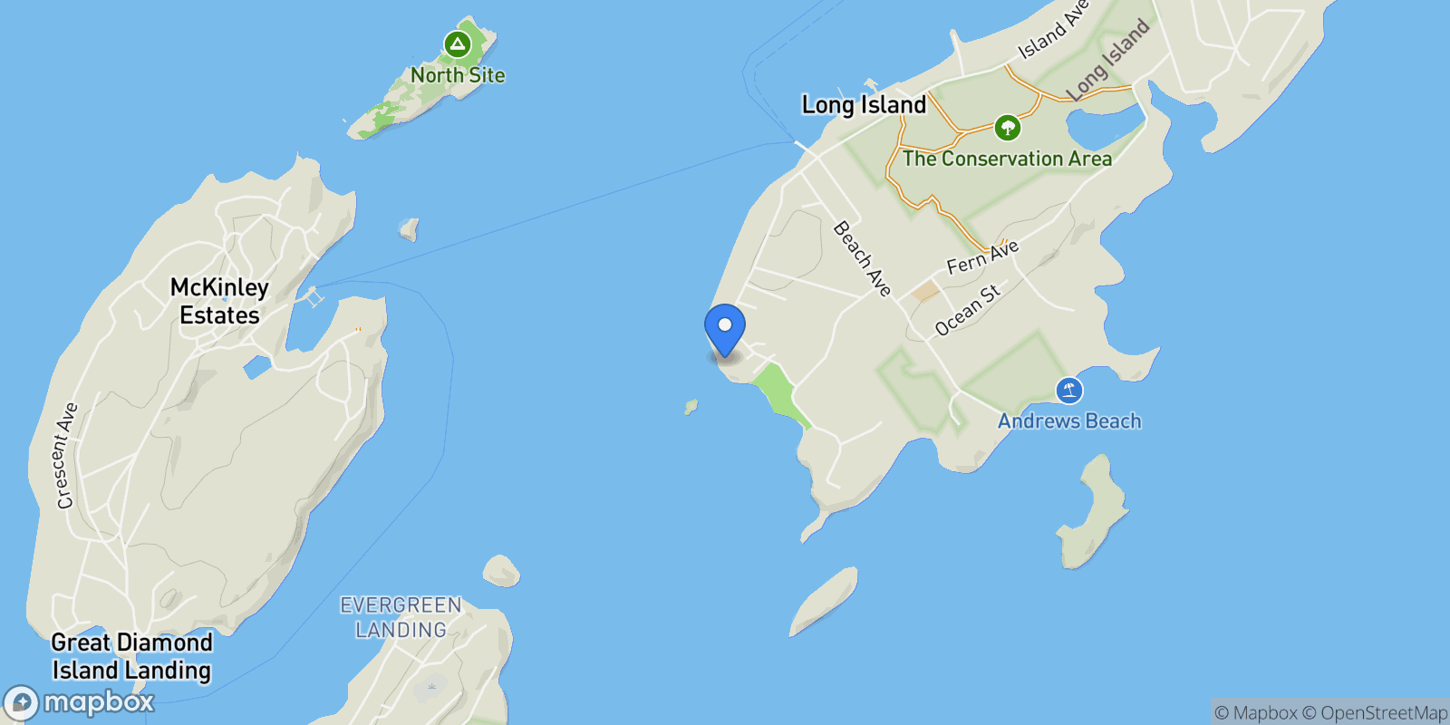 Map showing 42 Thistle Lane, Long Island, ME 04050, Long Island, Maine, United States.