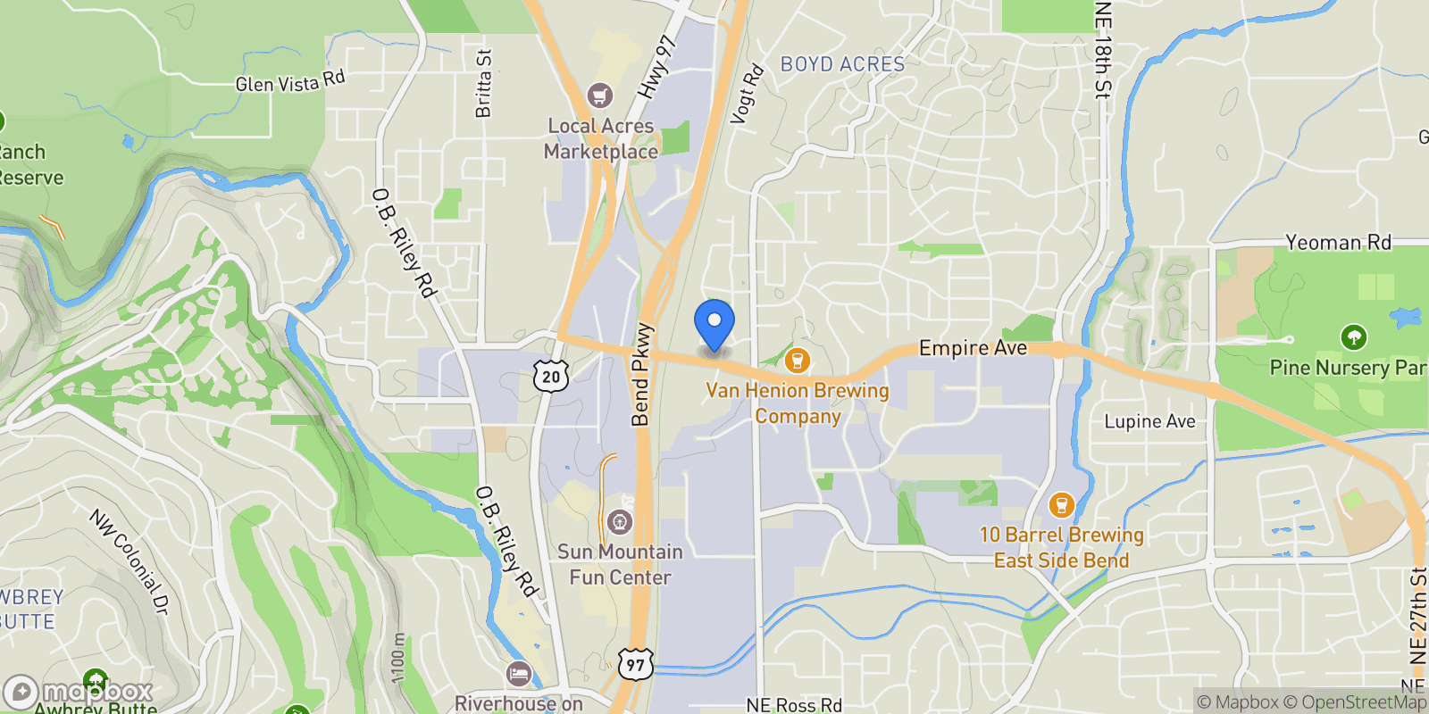 Map showing 20532 NE Empire Avenue , Bend, OR 97701, Bend, Oregon, United States.