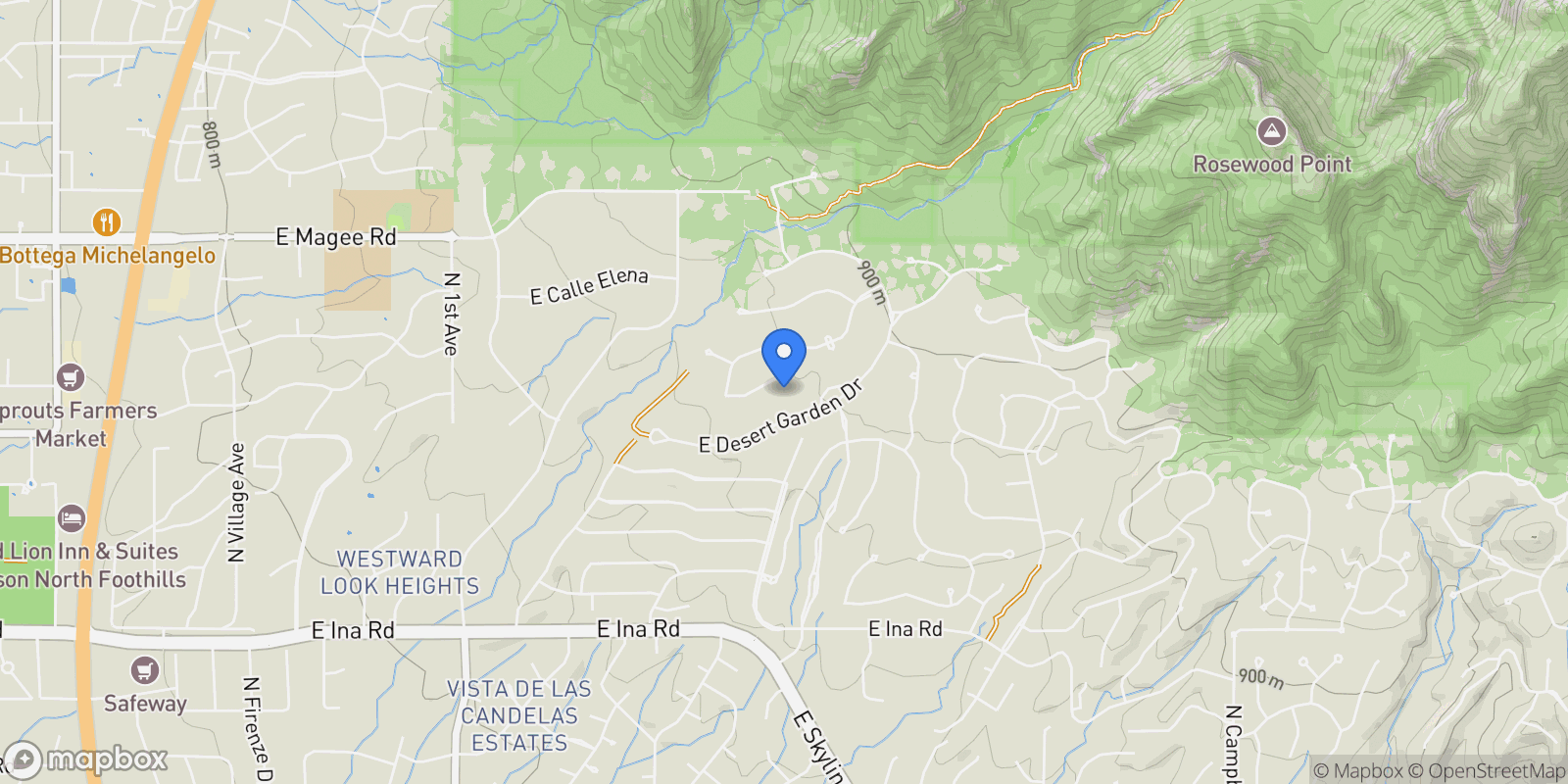 Map showing 1704 E Sanctuary Cove Way, Tucson, AZ, 85718, USA, Tucson, Arizona, United States.
