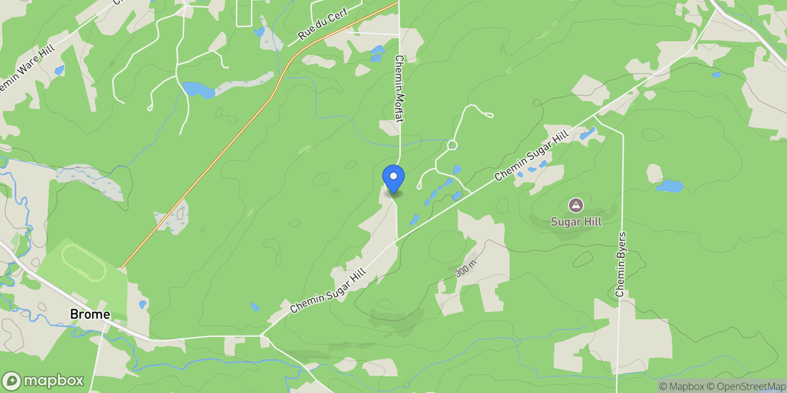Map showing 105 Ch. Moffat, Lac-Brome, Quebec, Canada.