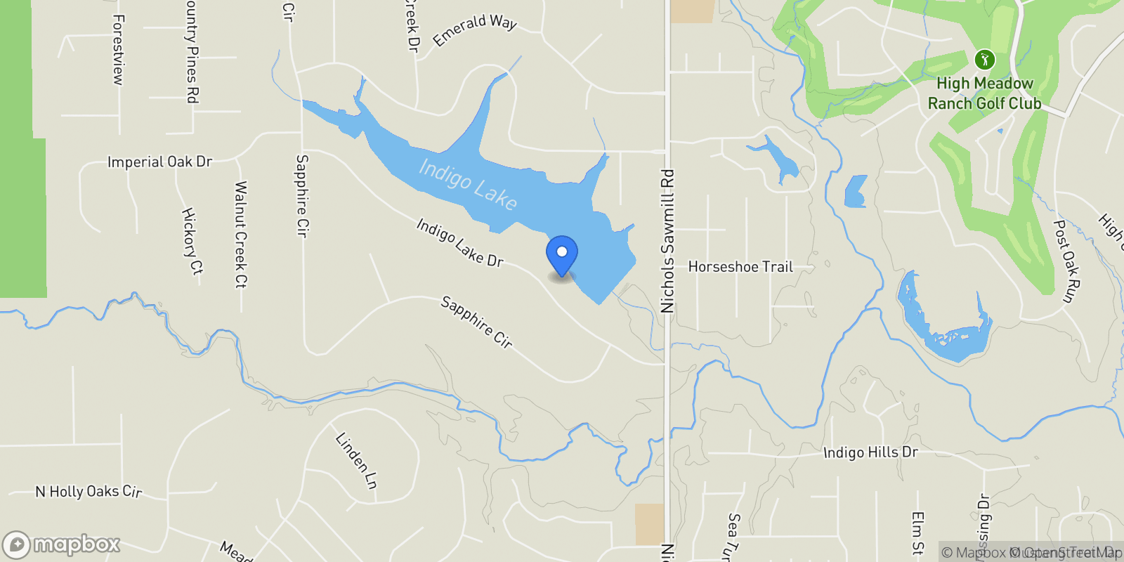 Map showing 19414 Indigo Lake Drive, Magnolia, Texas, United States.