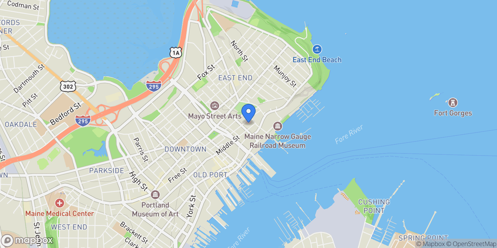 Map showing 15 Middle Street 208, Portland, ME 04101, Portland, Maine, United States.