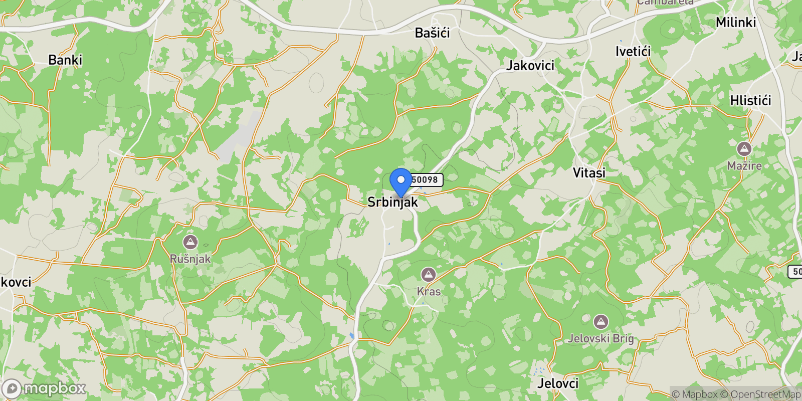 Map showing Srbinjak, 52444, Jakovici, Croatia, Jakovici, Istria County, Croatia.