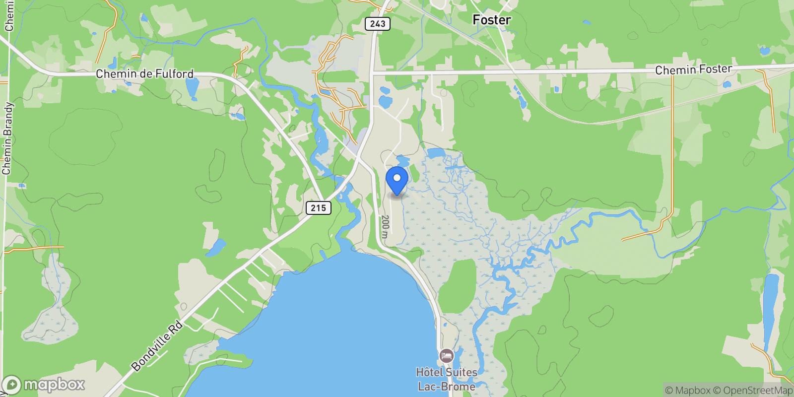 Map showing 31 Rue du Parcours, Lac-Brome, Quebec, Canada.
