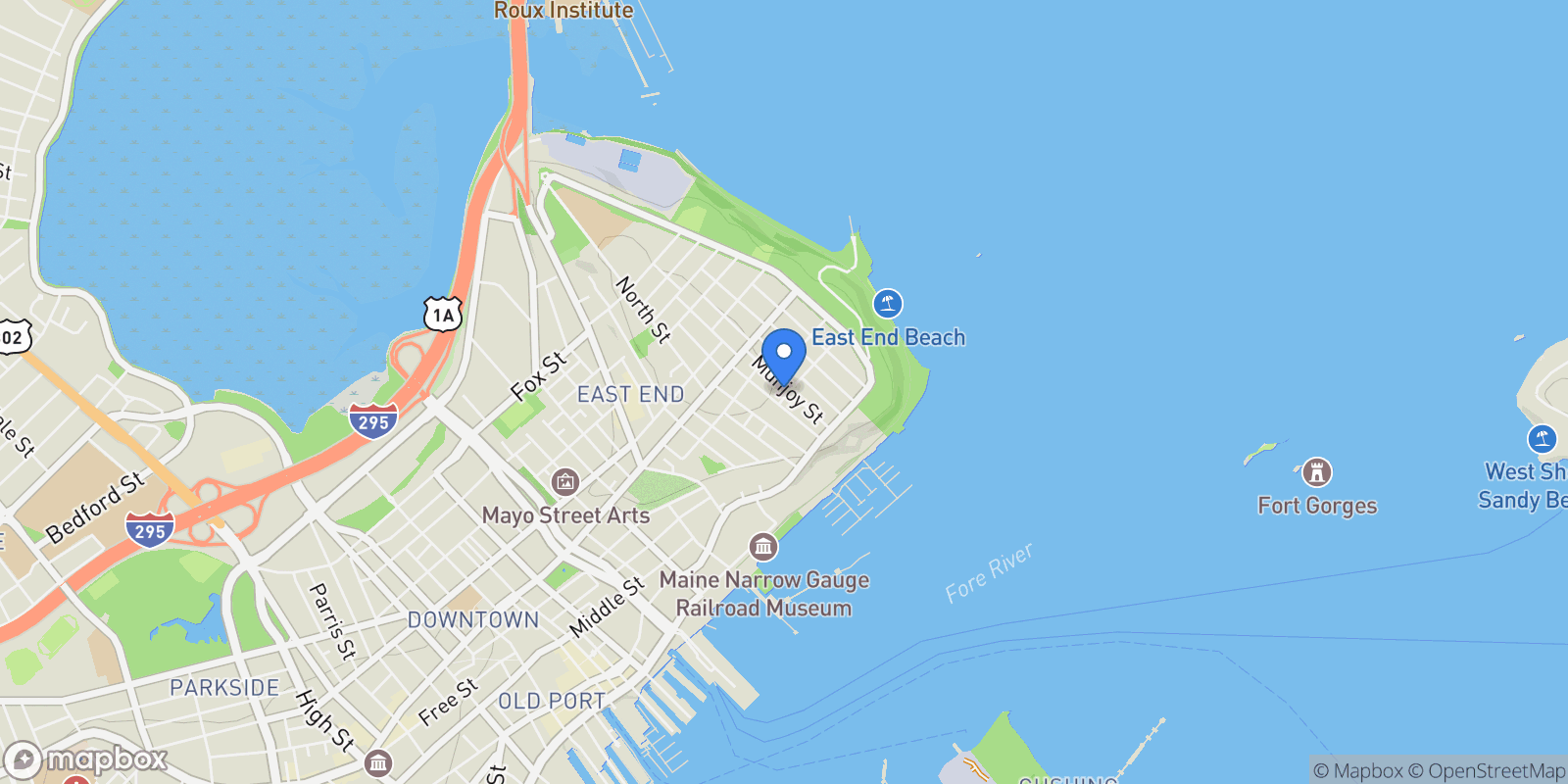 Map showing 60 Munjoy Street 1, Portland, ME 04101, Portland, Maine, United States.