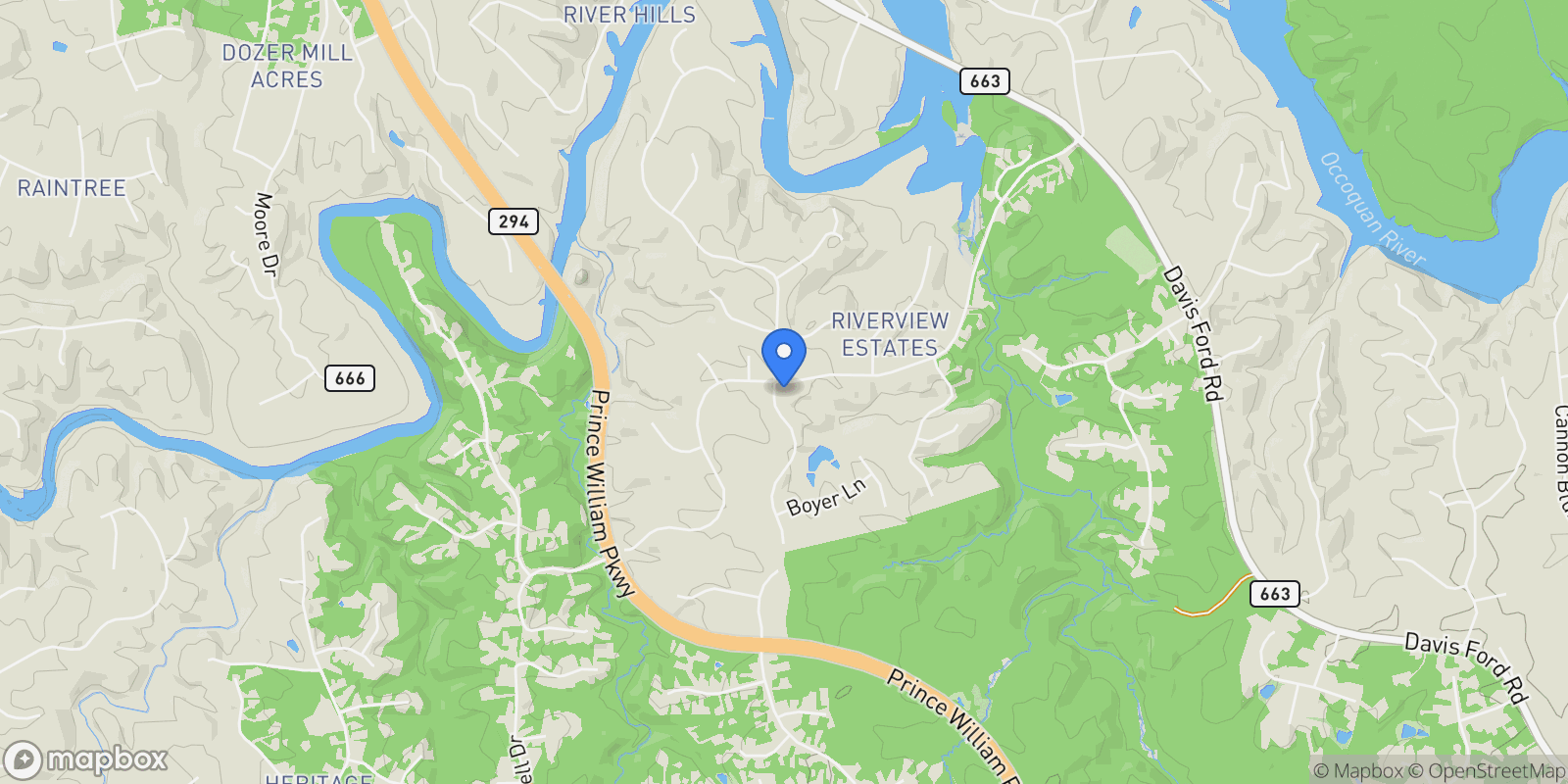 Map showing 11175 Stonebrook Drive, Manassas, VA 20112, Woodbridge, Virginia, United States.