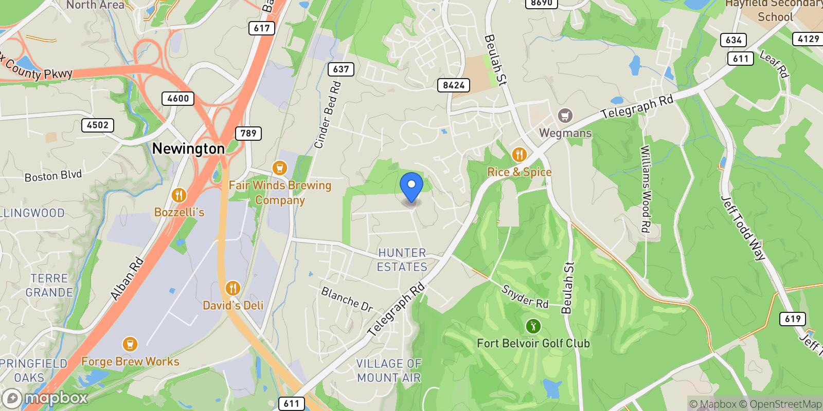 Map showing 6700 Bulkley Road, Lorton, VA 22079, Groveton, Virginia, United States.