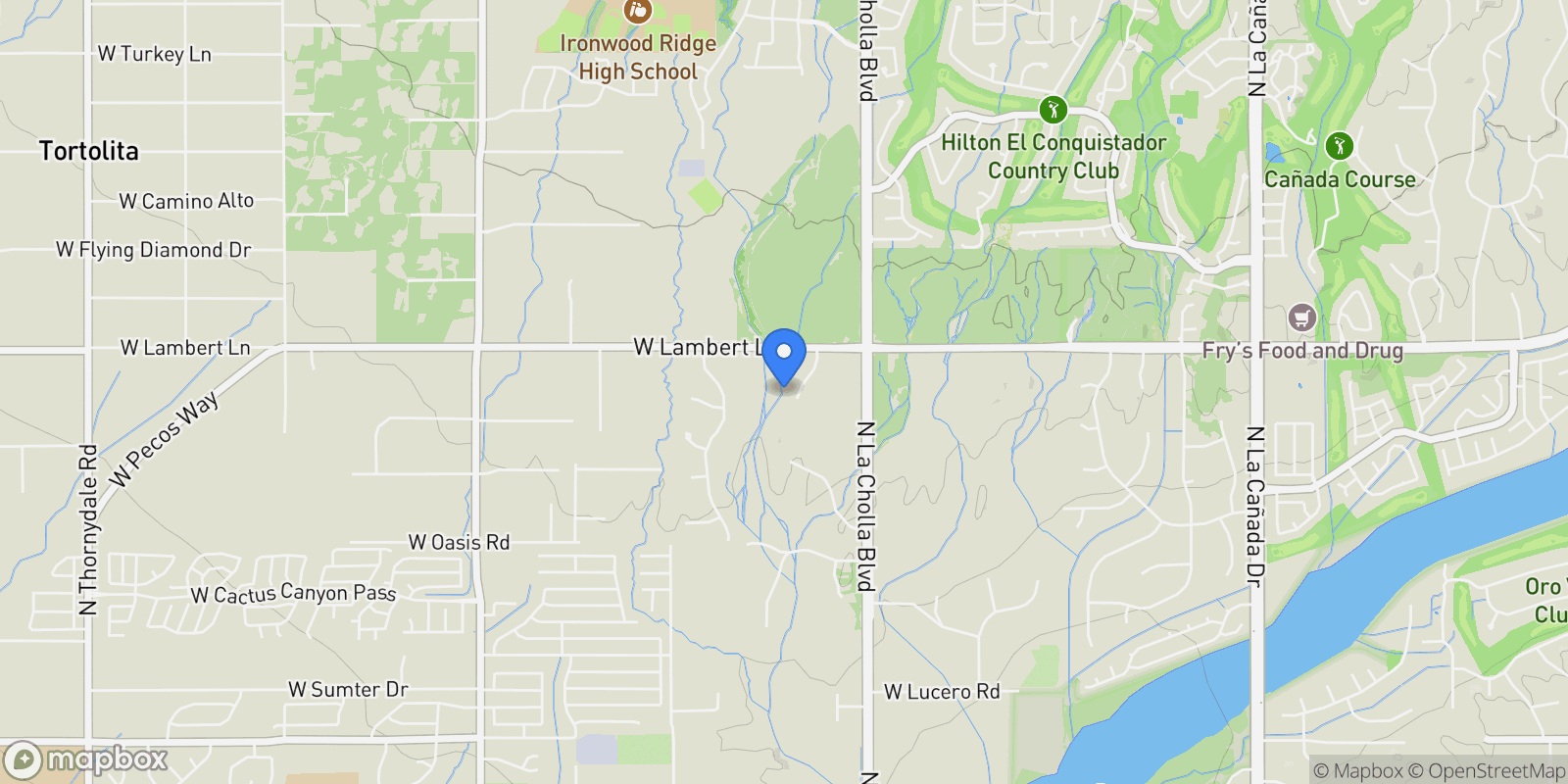 Map showing 10327 N Derrio Canyon Place, Oro Valley, AZ, 85742, USA, Tucson, Arizona, United States.