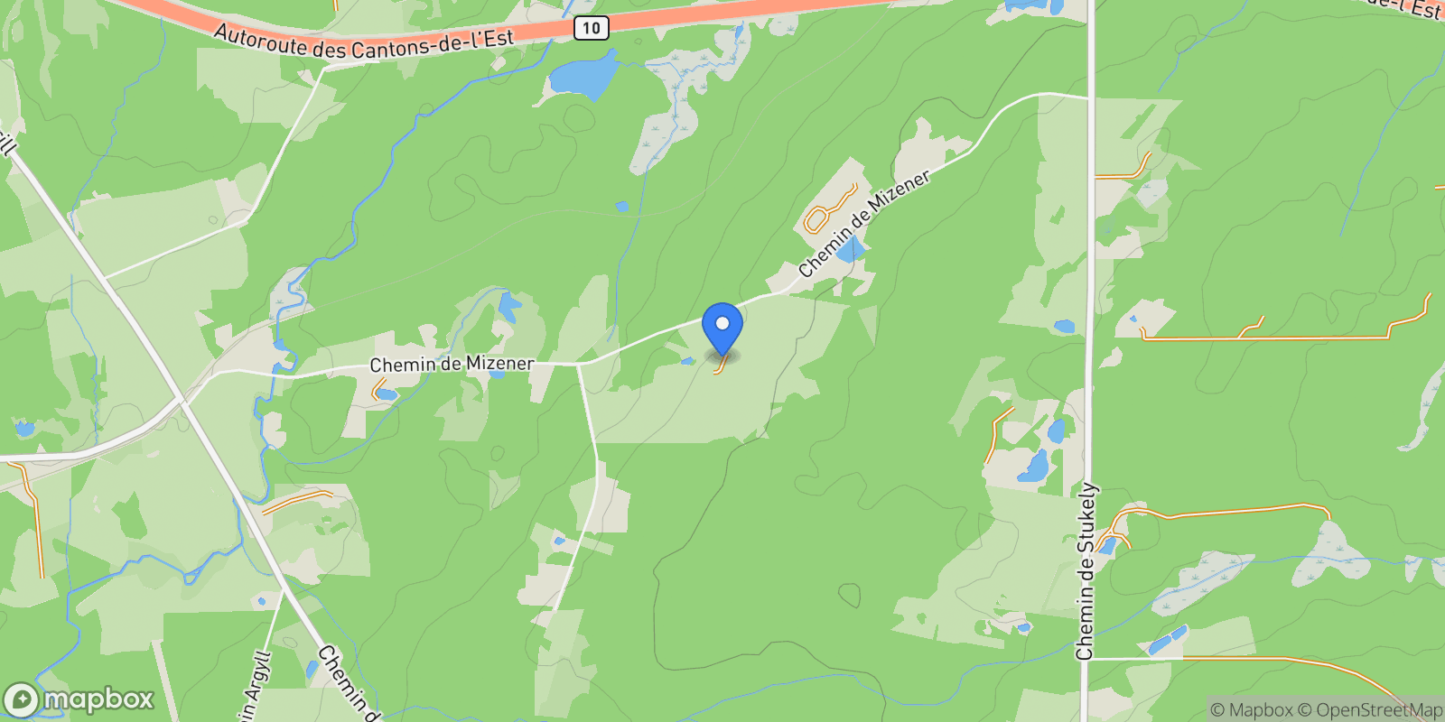Map showing 40 42 Ch. Mizener, West Bolton, Quebec, Quebec, Canada.