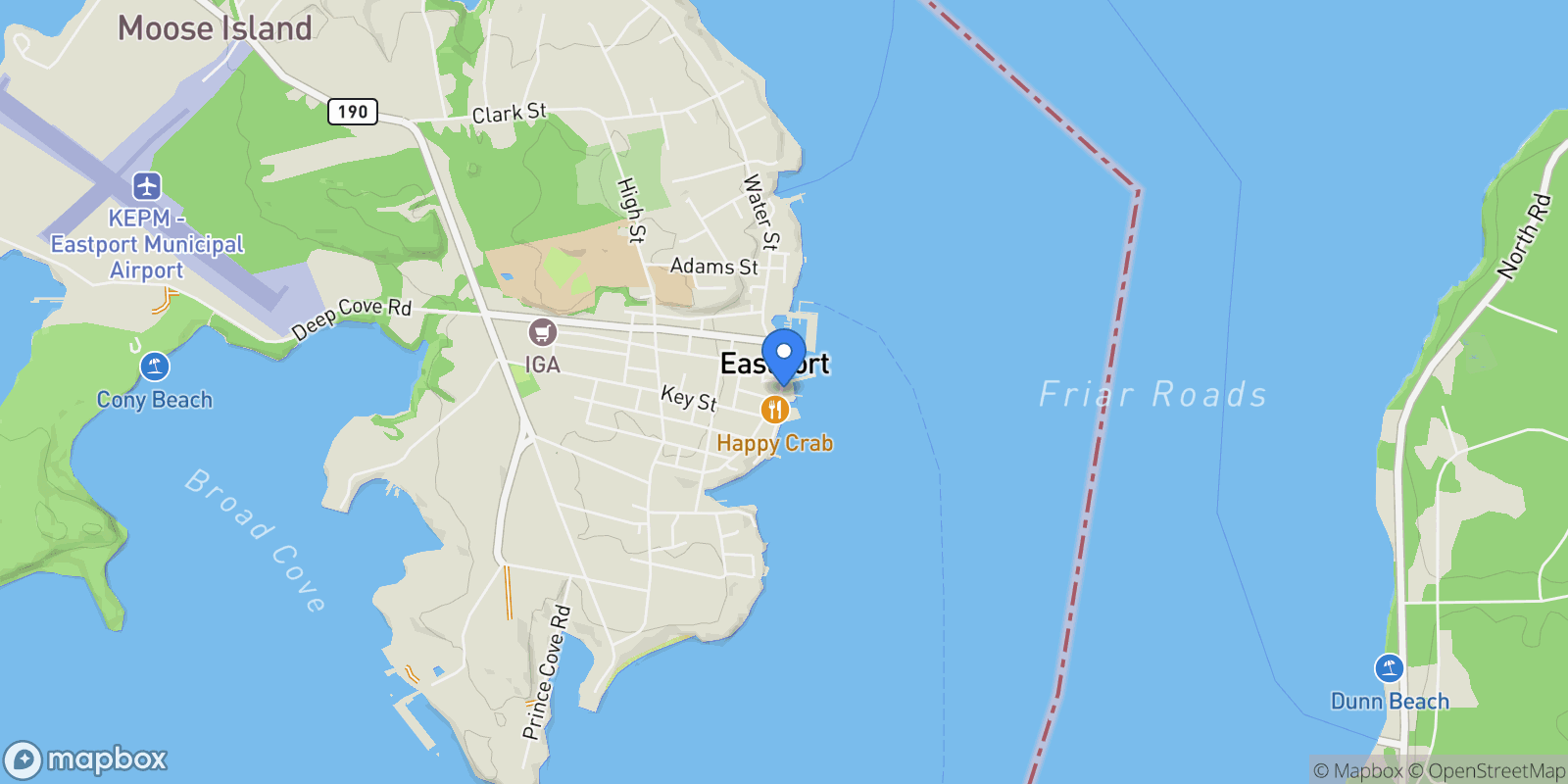 Map showing 49-55 Water Street, Eastport, ME 04631, Eastport, Maine, United States.