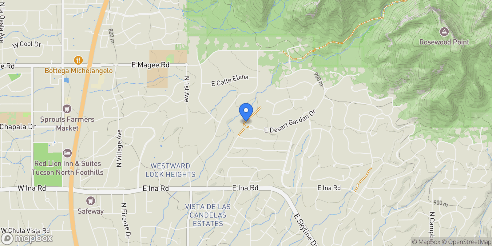 Map showing 1327 E Desert Garden Drive, Tucson, AZ, 85718, USA, Tucson, Arizona, United States.