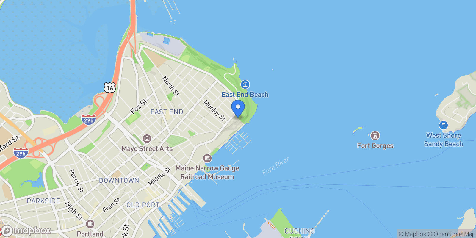 Map showing 45 Eastern Promenade 4-G-F, Portland, ME 04101, Portland, Maine, United States.