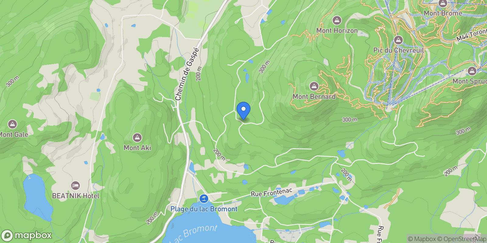 Map showing 152 Rue de Shannon, Bromont, Quebec, Canada.