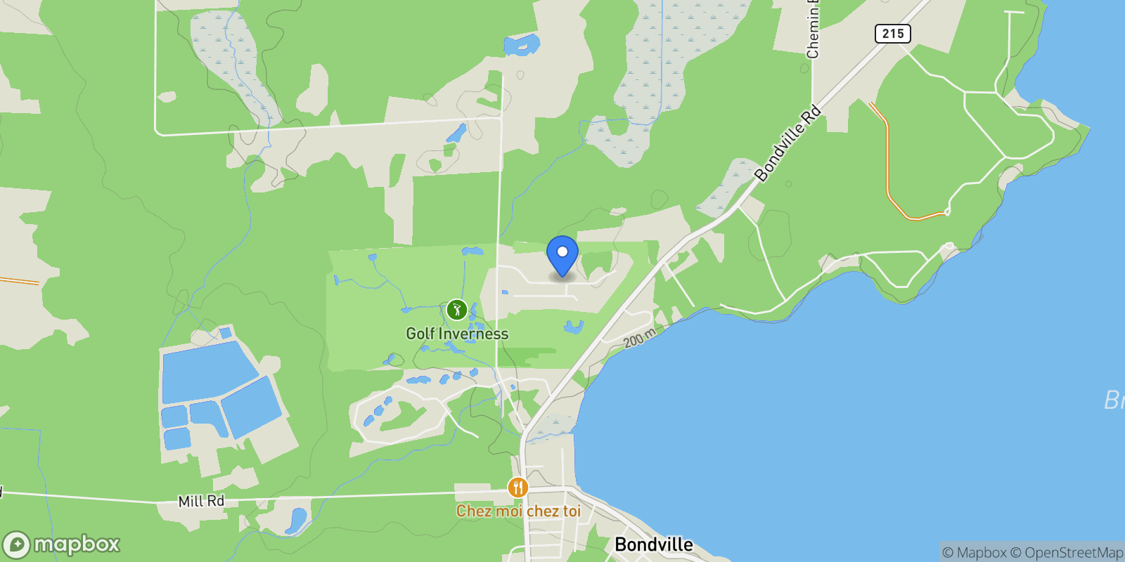 Map showing 33 6 Rue Stone Haven, Lac-Brome, Quebec, Canada.