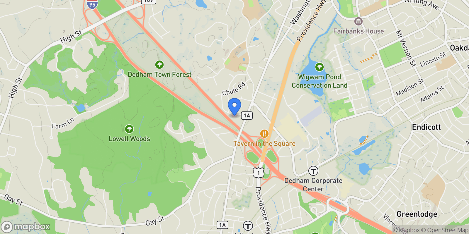 Map showing 40 Fay Rd, Dedham, MA 02026, Dedham, Massachusetts, United States.