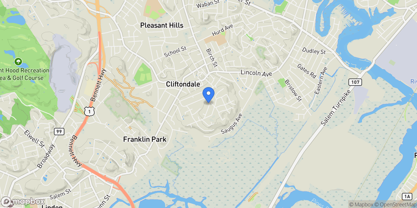 Map showing 24 Prospect Ave, Saugus, MA 01906, Saugus, Massachusetts, United States.
