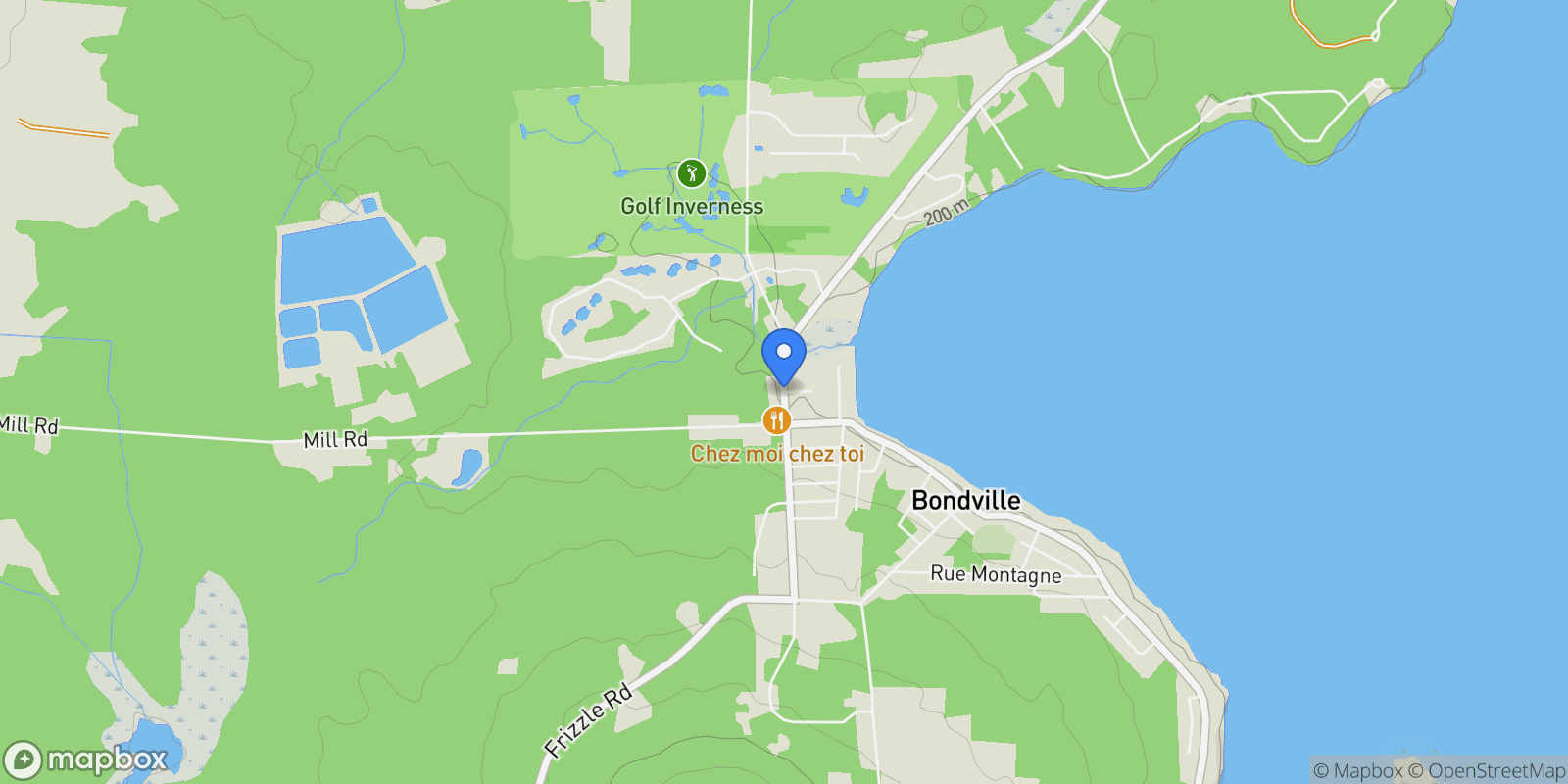 Map showing 2 Rue Alarie, Lac-Brome, Quebec, Canada.