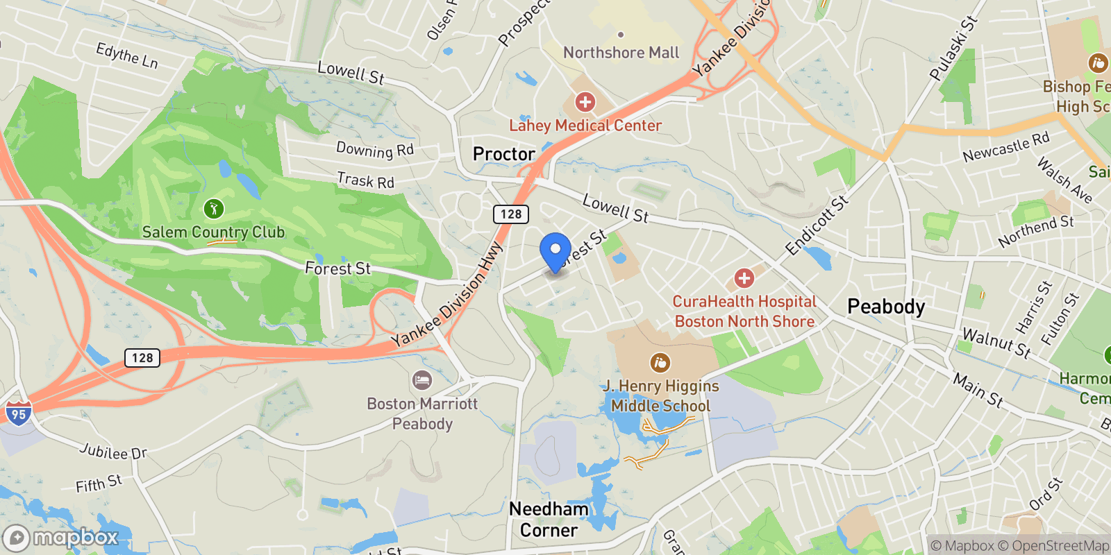 Map showing 19 Arnold Ave, Peabody, MA 01960, Peabody, Massachusetts, United States.