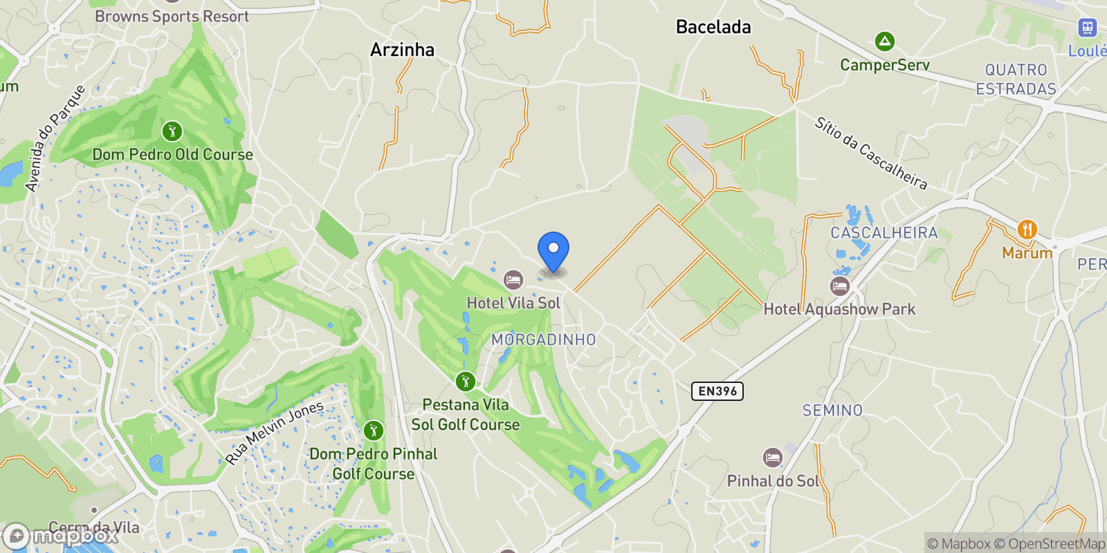 Map showing Vilamoura, Algarve, Vilamoura, Quarteira, Algarve.