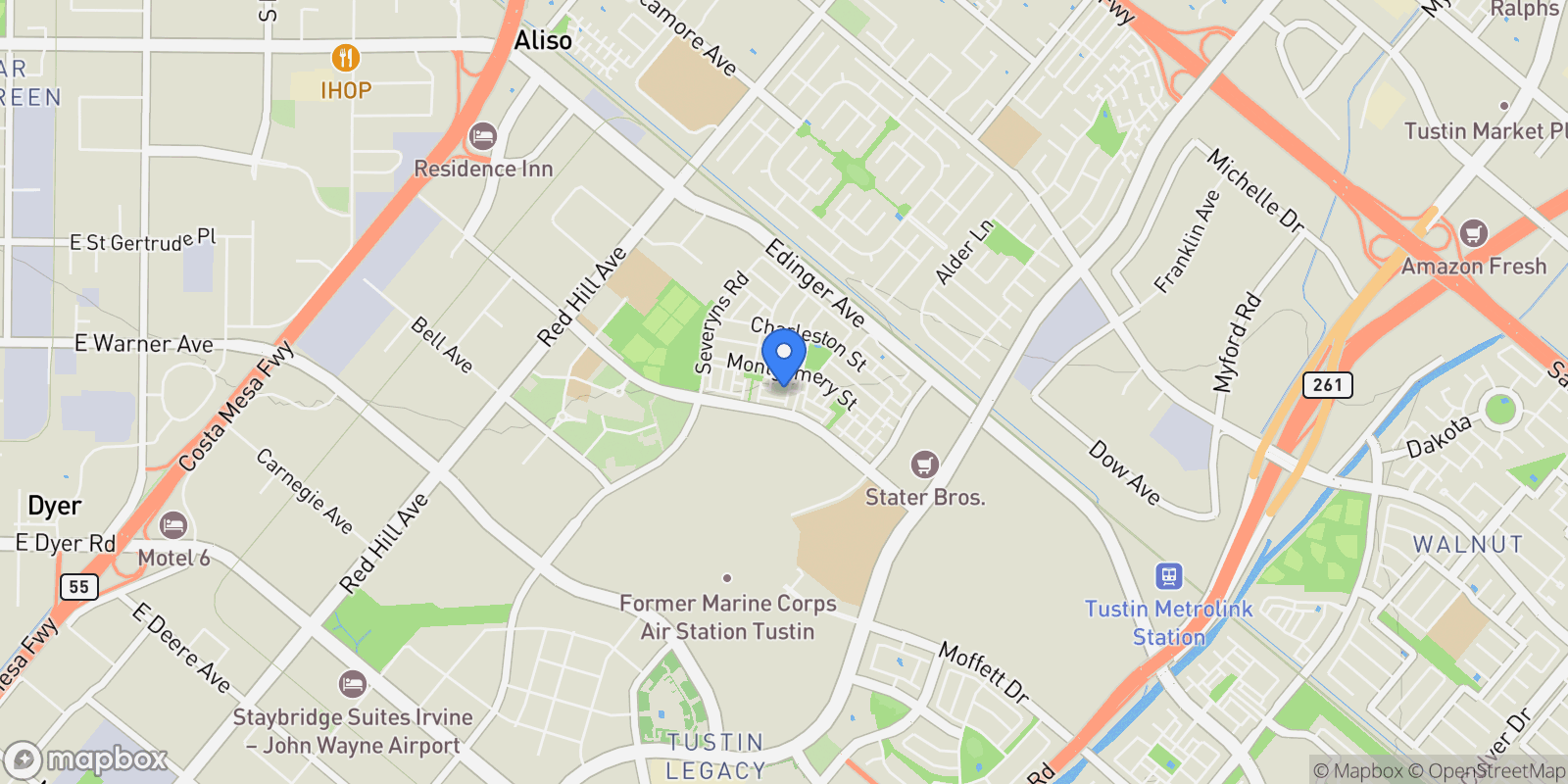 Map showing 15204 Grant, Tustin, California, United States.