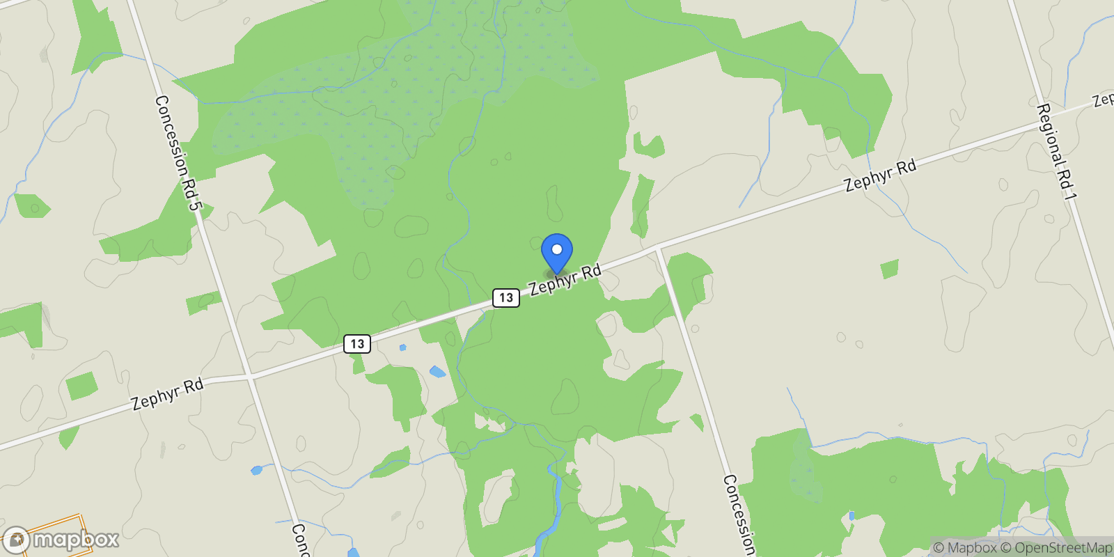 Map showing 574 Zephyr Rd N/A, Uxbridge, Ontario, Canada.