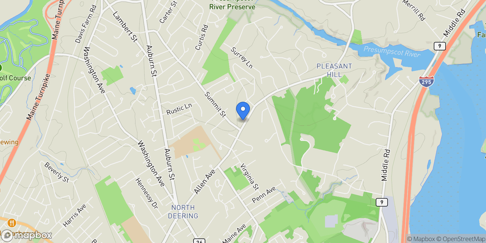 Map showing 676 Allen Avenue, Portland, ME 04103, Portland, Maine, United States.