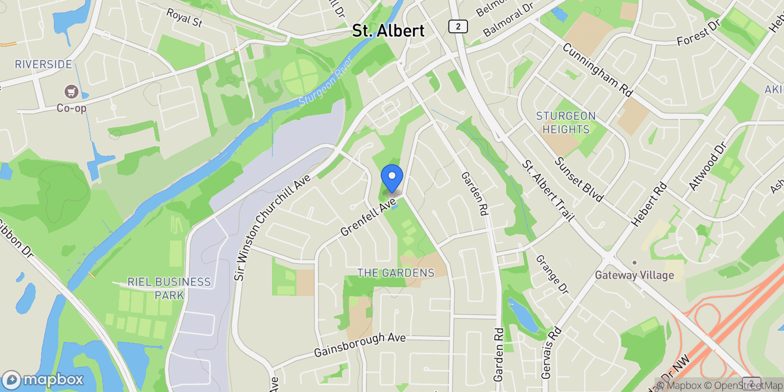 Map showing 4 GRENFELL Avenue, St. Albert, Alberta, Canada.