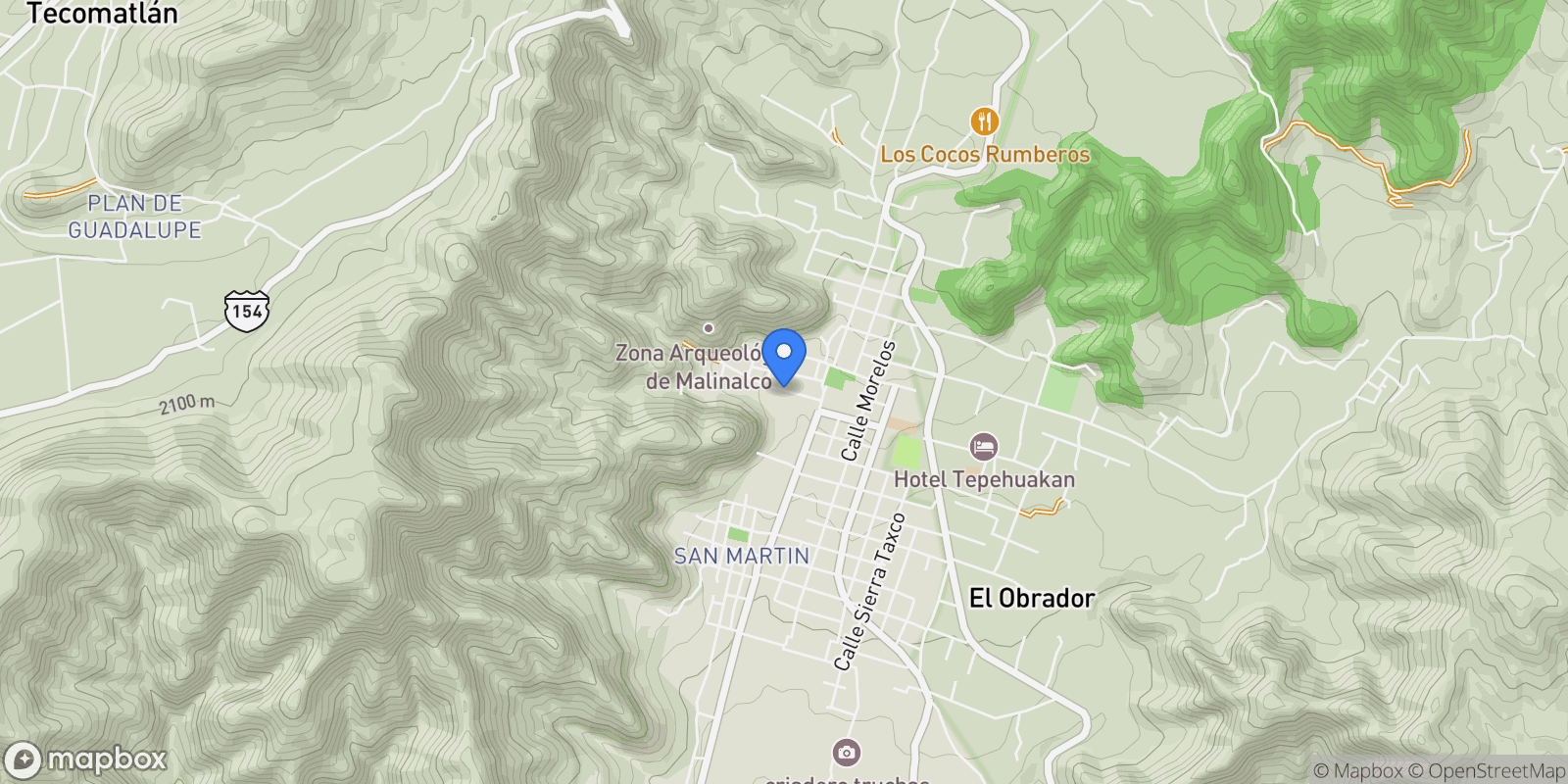 Map showing Malinalco, Estado De México 52440, Malinalco, State of Mexico, Mexico.