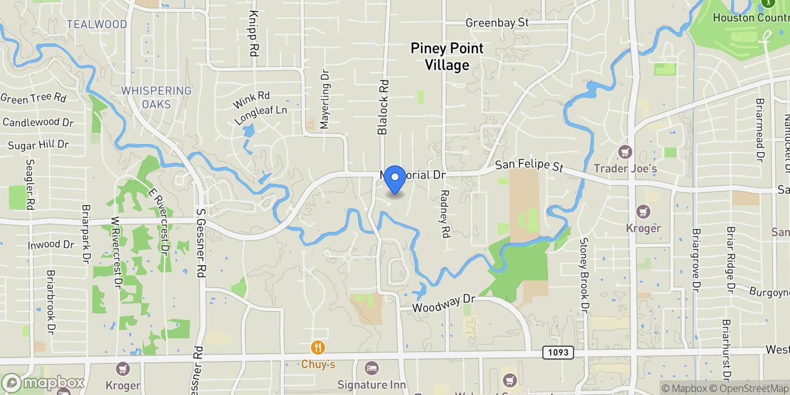 Map showing 7 Carlton Park Court, Houston, TX 77024, Houston, Texas, United States.