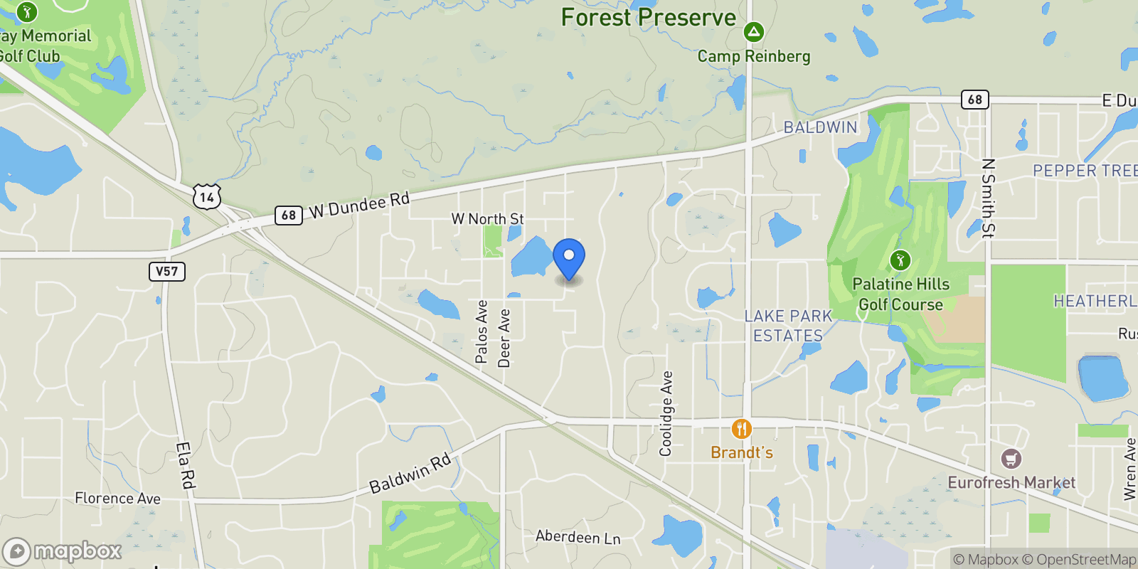 Map showing 1230 W Claridge Court, Palatine, Illinois, United States.