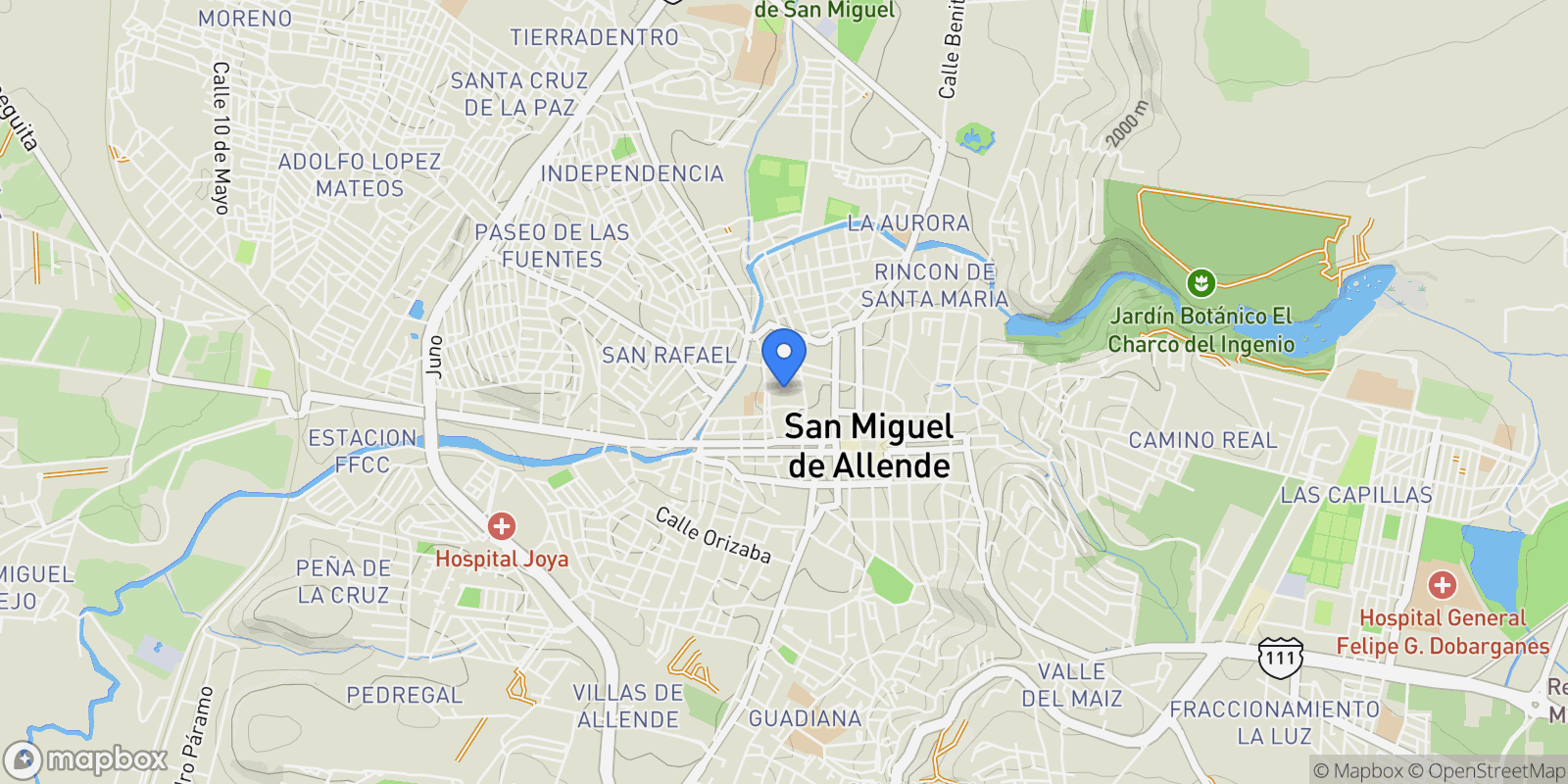 Map showing 12 W Del Pilancón St., San Miguel de Allende, MEXICO, San Miguel de Allende, Guanajuato, Mexico.