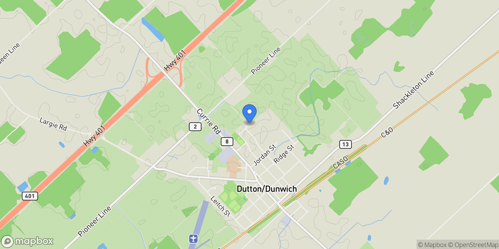 Map showing 280 Nancy Street, Dutton/Dunwich, Ontario, Canada.