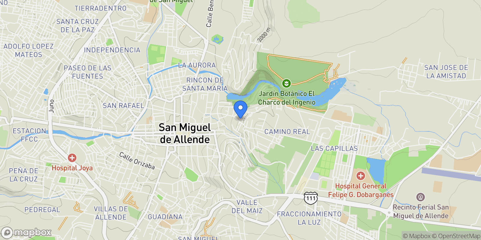 Map showing 3 W Privada Del Foro St., San Miguel de Allende, MEXICO, San Miguel de Allende, Guanajuato, Mexico.