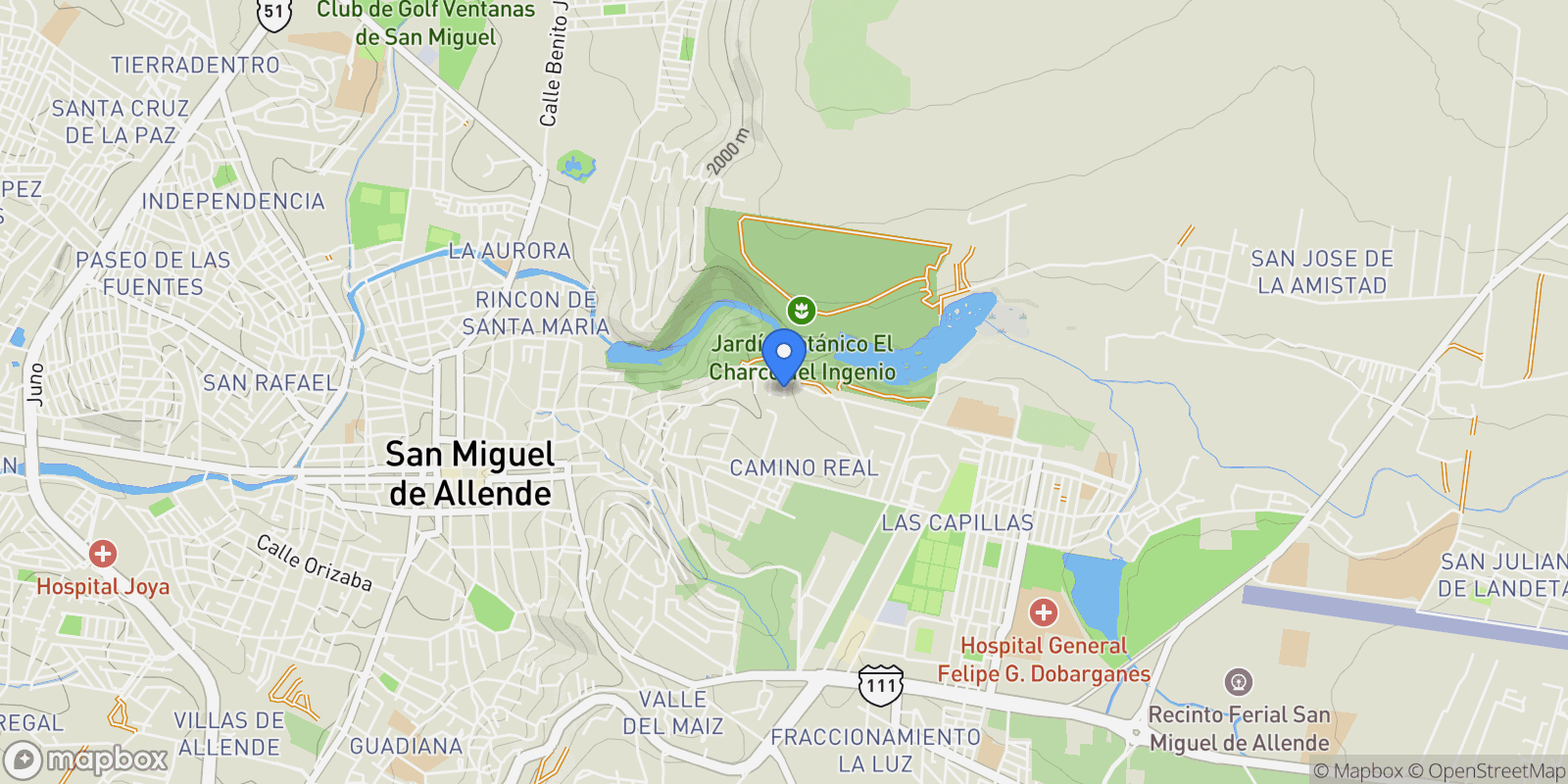 Map showing 80 W Palma De Mallorca St., San Miguel de Allende, MEXICO, San Miguel de Allende, Guanajuato, Mexico.