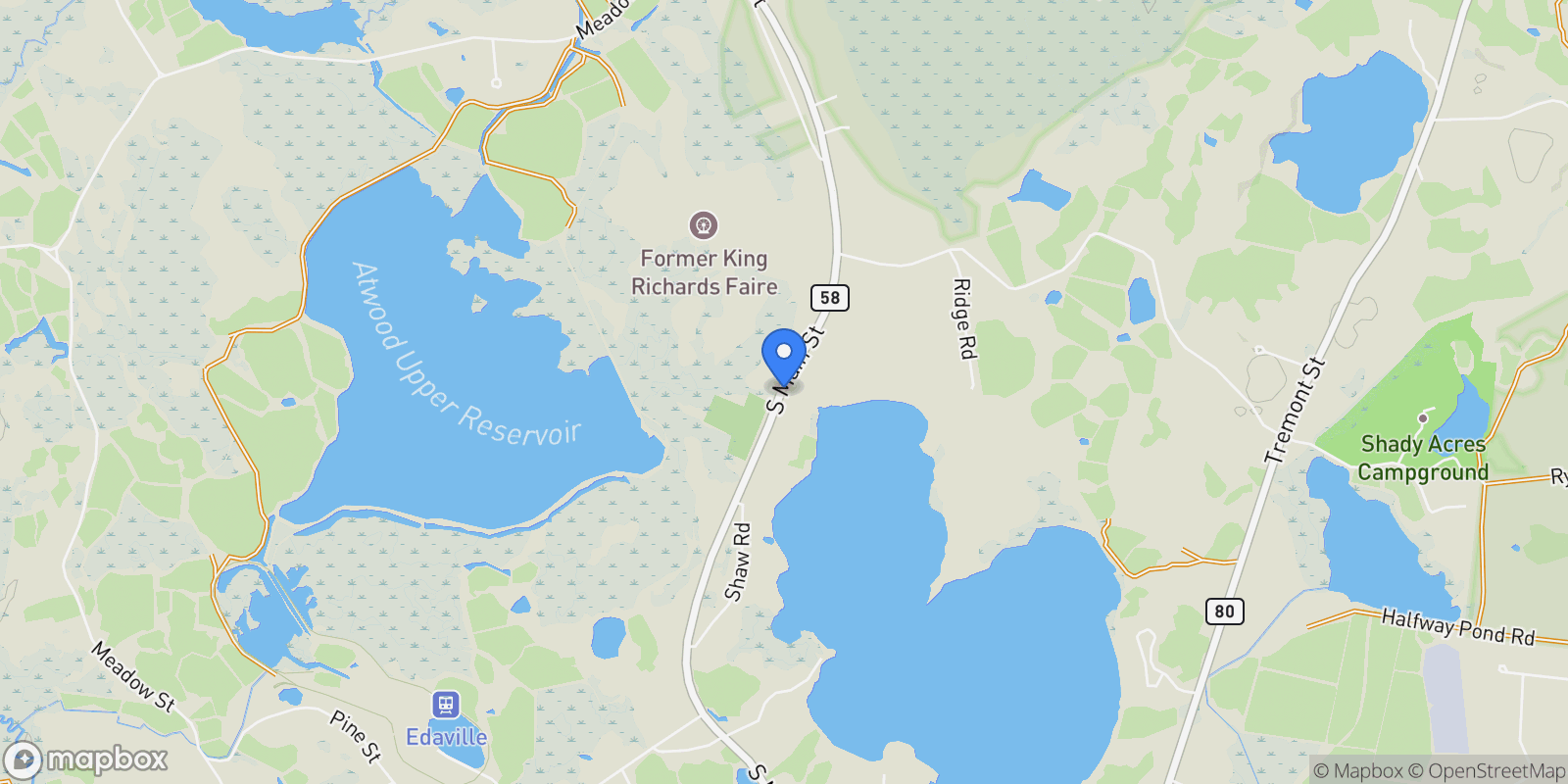 Map showing 28 South Main Street, Carver, MA 02360, Carver, Massachusetts, United States.