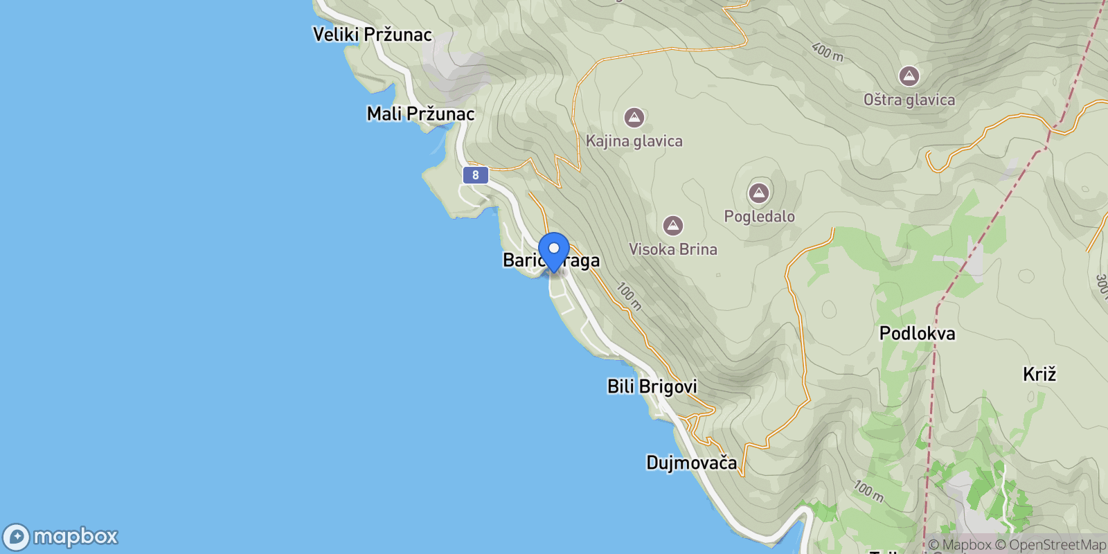Map showing Baric Draga, Lika-Senj County, Croatia.