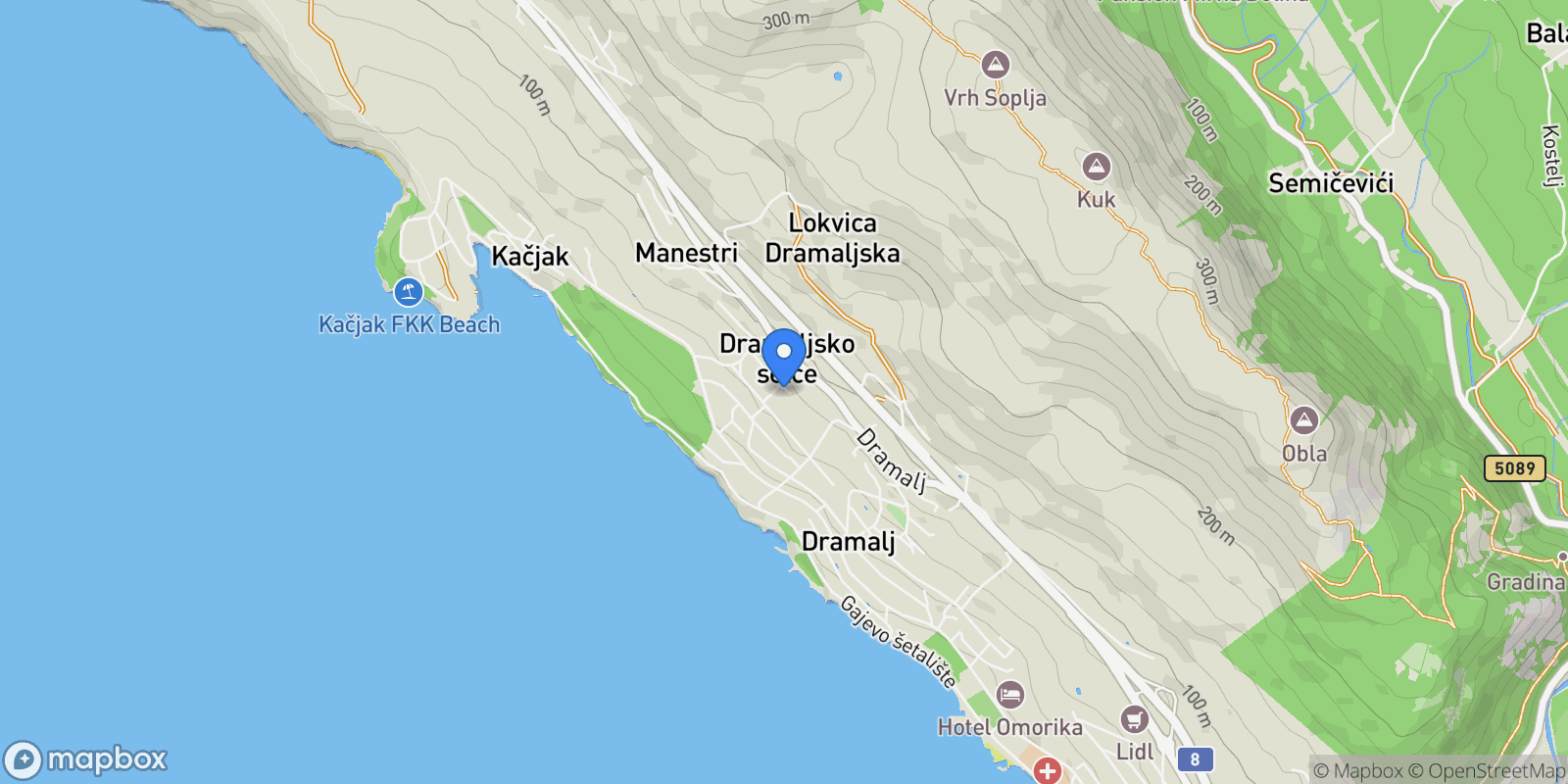 Map showing Grad Crikvenica, Primorje-Gorski Kotar County, Croatia.