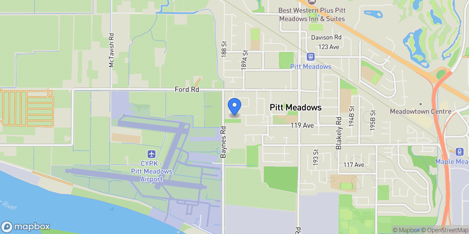 Map showing 18858 119b Ave, Pitt Meadows, BC V3Y 1W7, Canada, Pitt Meadows, British Columbia, Canada.