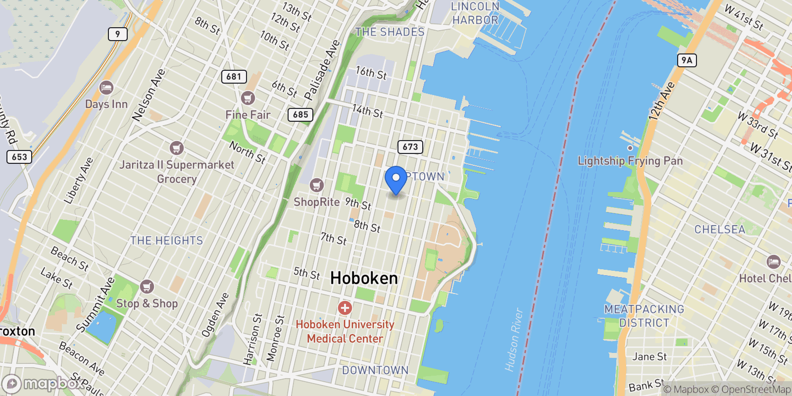 Map showing 926 Garden St #2, Hoboken, NJ 07030, Hoboken, New Jersey, United States.