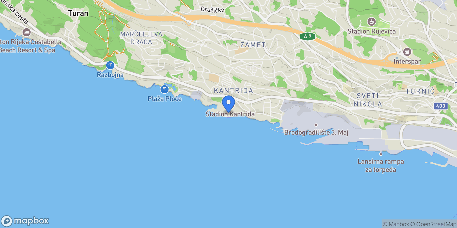 Map showing Mjesni odbor Kantrida, Grad Rijeka, Primorje-Gorski Kotar County.