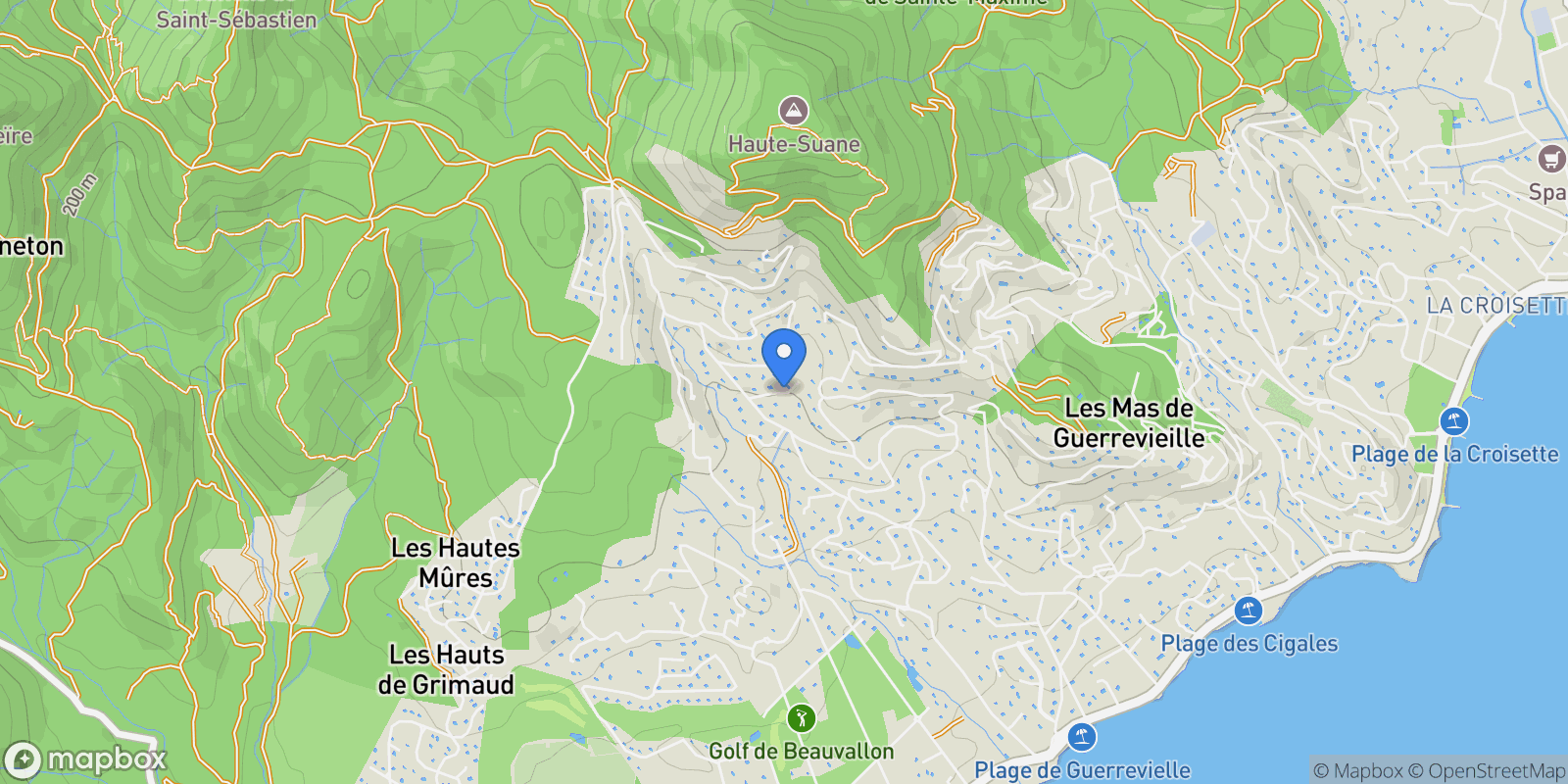 Map showing Grimaud, Provence-Alpes-Côte d'Azur, France.