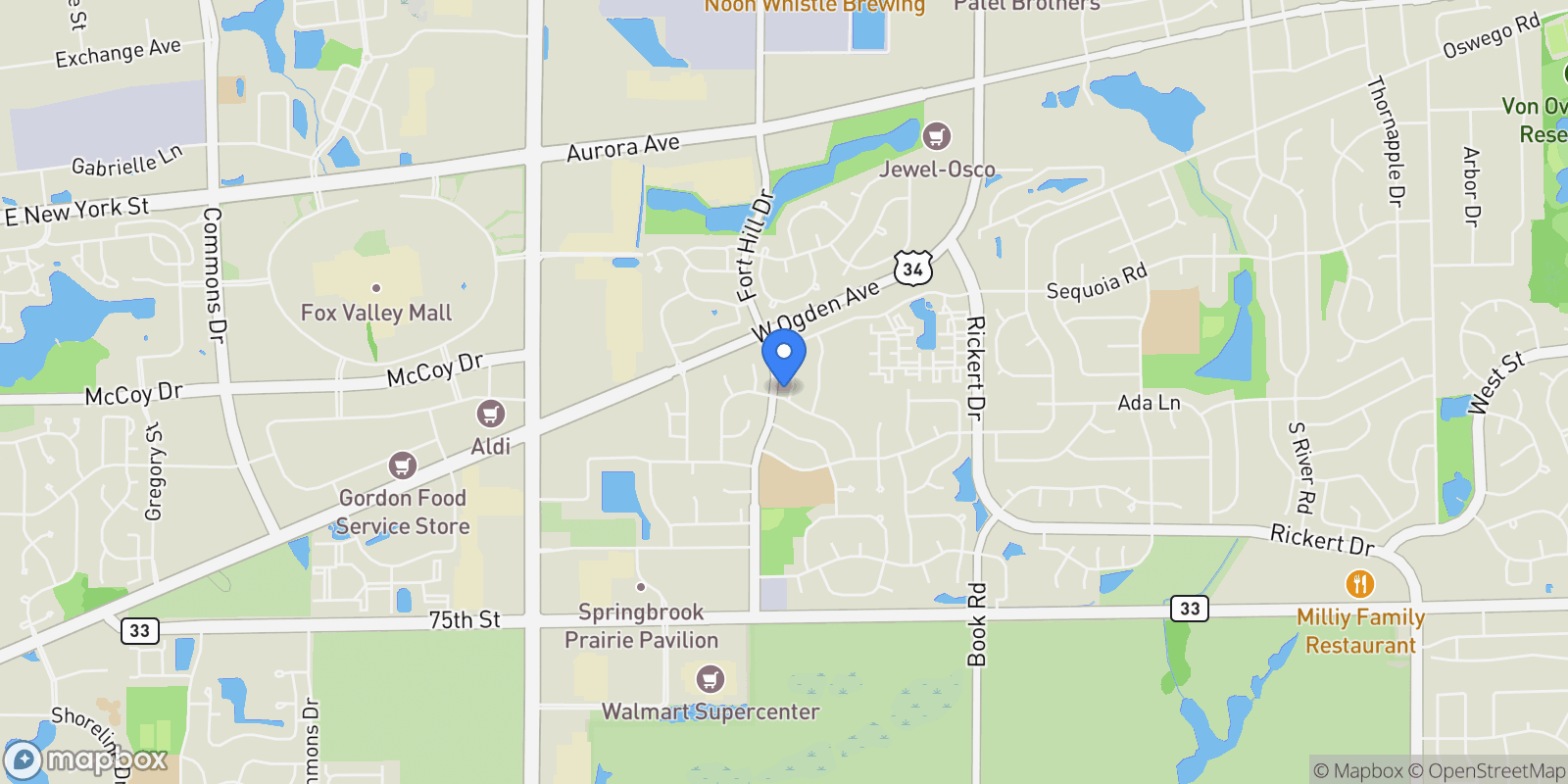 Map showing 2459 Emerson Lane, Naperville, IL 60540, Naperville, Illinois, United States.