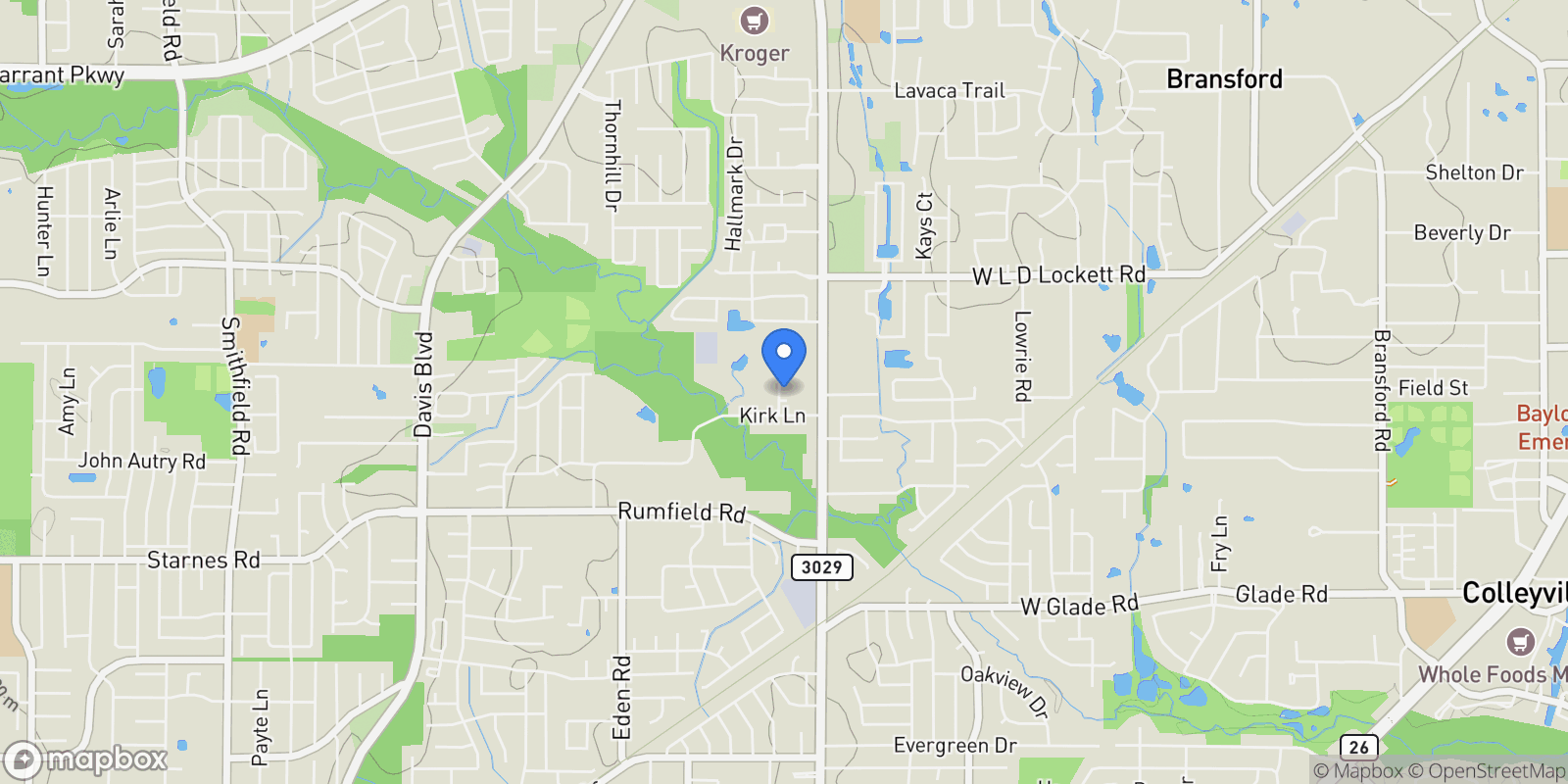 Map showing 9216 Hailey Court, North Richland Hills, Texas, United States.