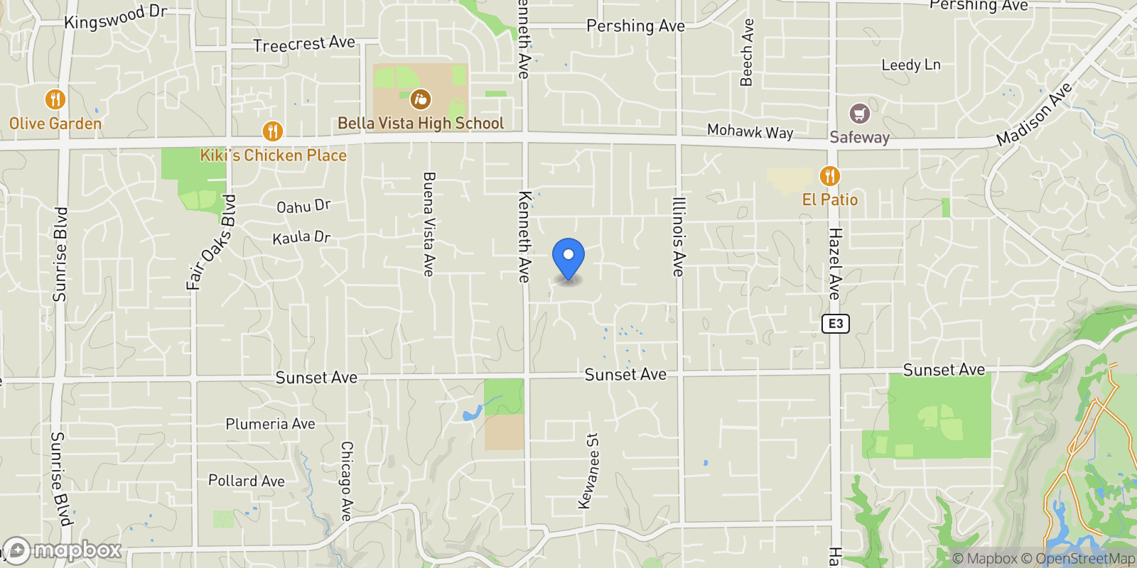 Map showing 8514 Bordeaux Way, Fair Oaks, CA 95628, Fair Oaks, California, United States.