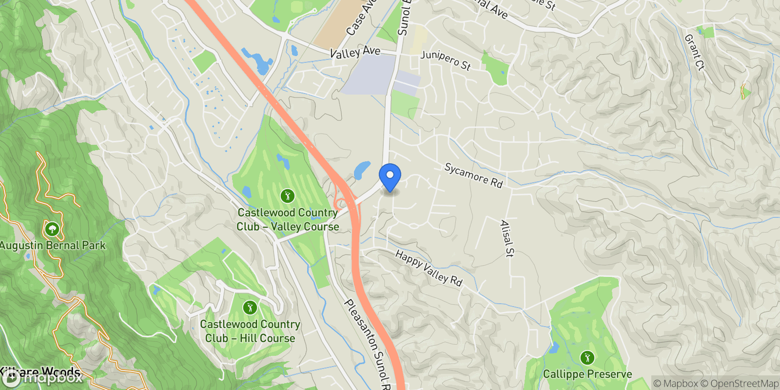 Map showing 6607 Arlington Drive, Pleasanton, California, United States.