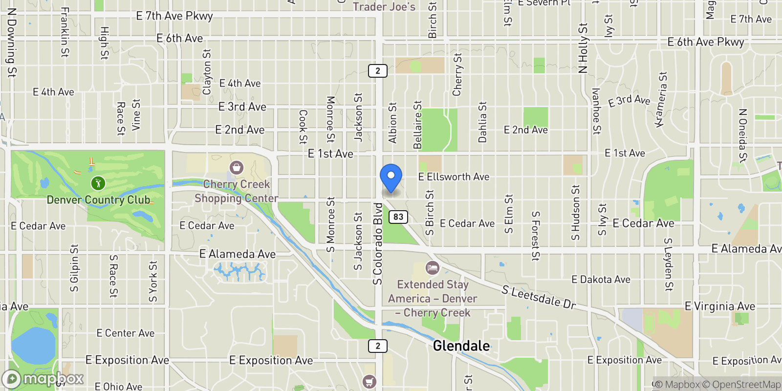 Map showing 79 S Albion St, Denver, Colorado, United States.